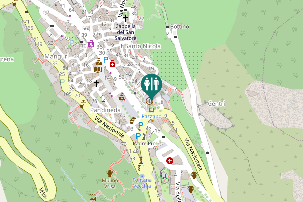 Map showing location of Pazzano Toilet
