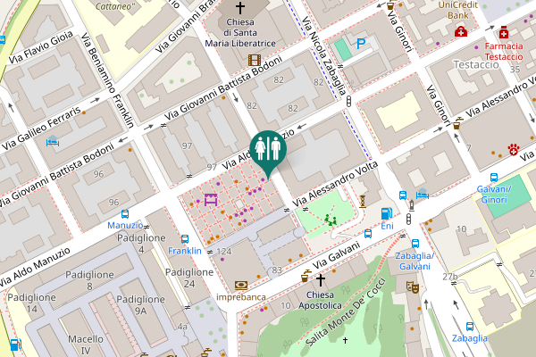 Map showing location of Via Lorenzo Ghiberti Toilet