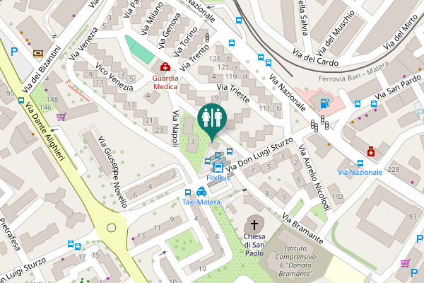 Map showing location of Matera Toilet