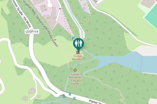 Map showing location of Stieber Wasserfall-Weg - Sentiero alla cascata Stieber Toilet