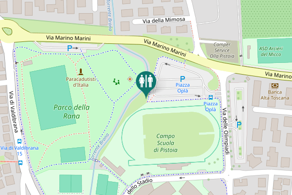 Map showing location of Via Marino Marini Toilet