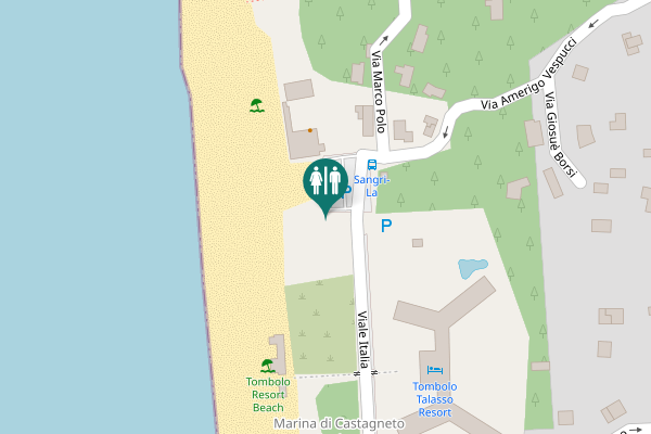 Map showing location of Piazza Magellano Toilet