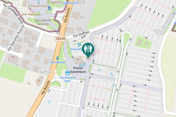 Map showing location of Piazza Adventure Toilet