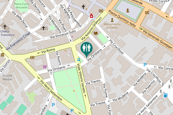 Map showing location of Via Oristano Toilet