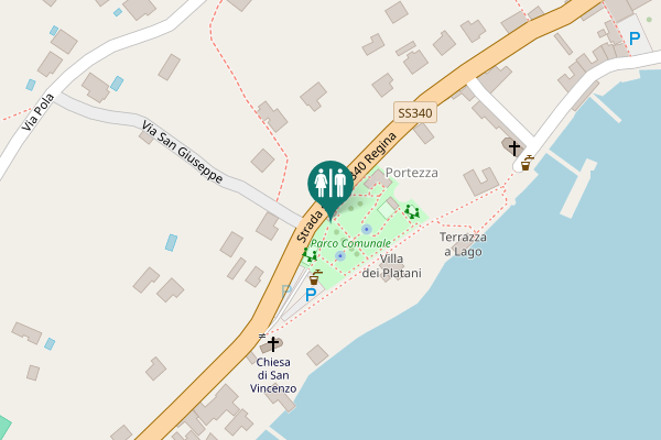 Map showing location of Strada statale 340 Regina Toilet