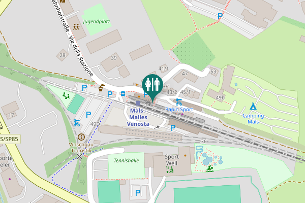 Map showing location of Bahnhofstraße - Via della Stazione 32a Toilet