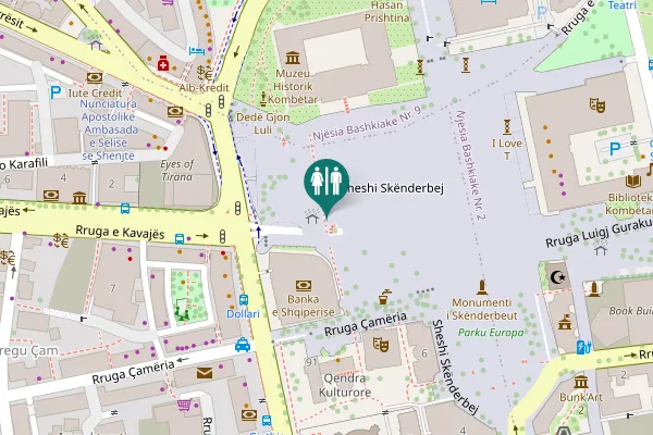 Map showing location of Tirana Toilet