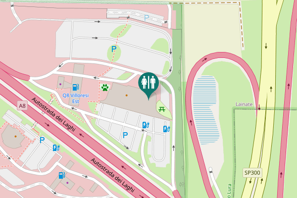 Map showing location of Autostrada dei Laghi Toilet