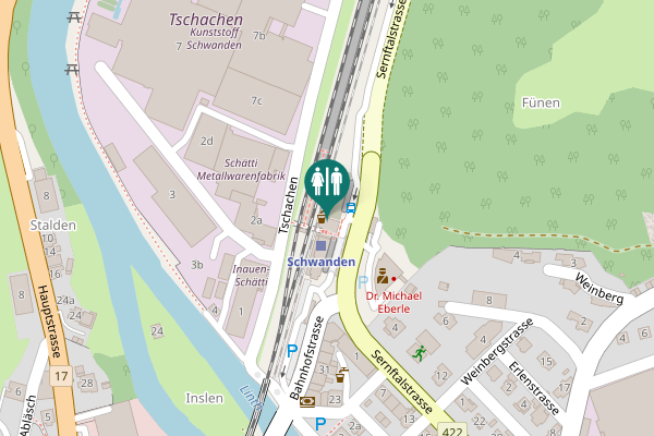 Map showing location of Bahnhofstrasse 38 Toilet