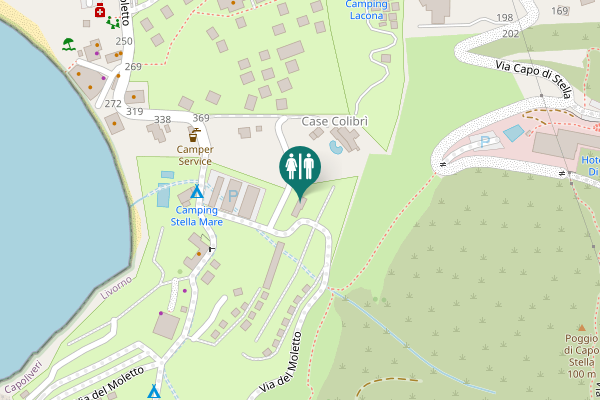 Map showing location of Via del Moletto Toilet
