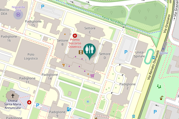 Map showing location of Piazza Ospedale Maggiore 3 Toilet