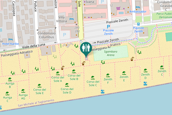 Map showing location of Passeggiata Adriatico Toilet