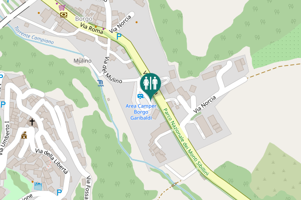 Map showing location of Via Norcia Toilet