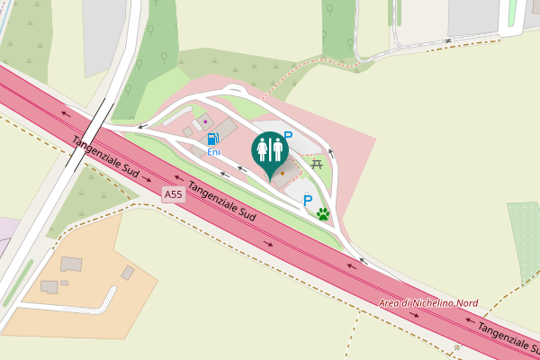Map showing location of Tangenziale Sud Toilet