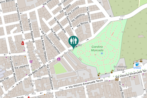 Map showing location of Via della Libertà 100 Toilet
