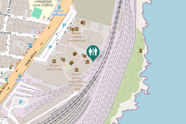 Map showing location of Catania Toilet