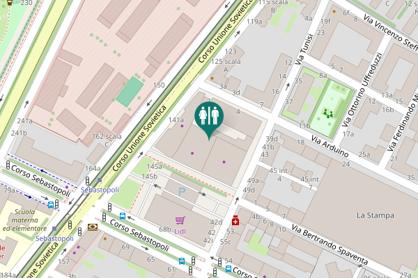 Map showing location of Corso Unione Sovietica 141a Toilet