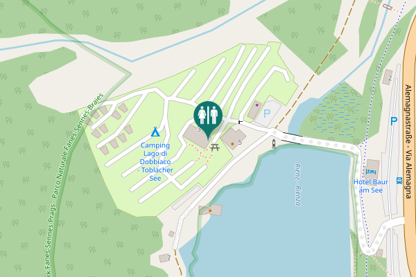 Map showing location of Toblacher See - Lago di Dobbiaco 3 Toilet