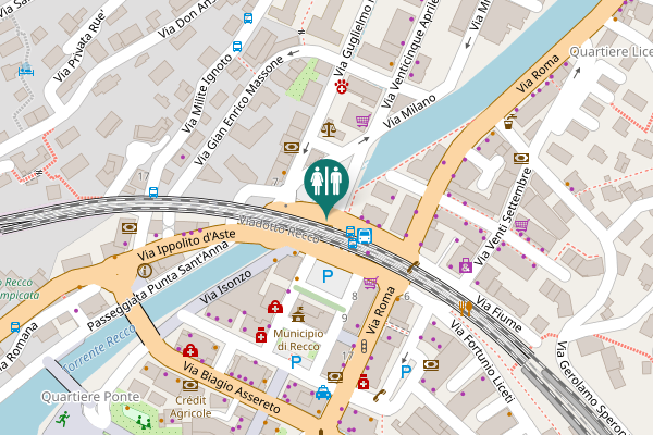 Map showing location of Via Fiume Toilet