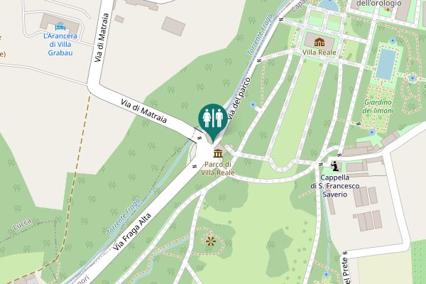 Map showing location of via del parco Toilet