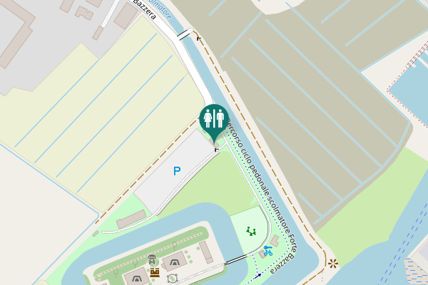 Map showing location of Percorso ciclo pedonale scolmatore Forte Bazzera Toilet