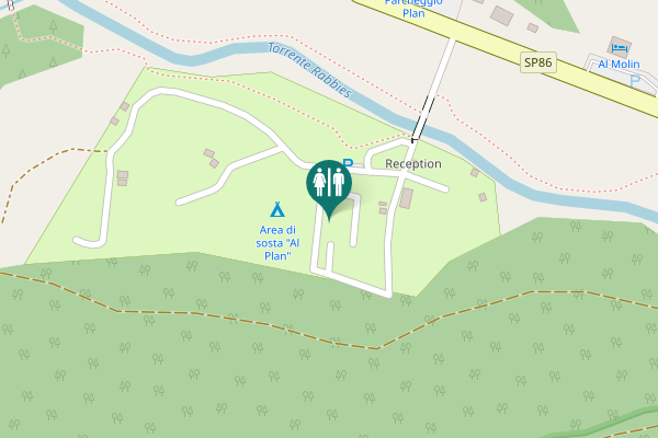 Map showing location of Strada Provinciale 86 di Rabbi Toilet