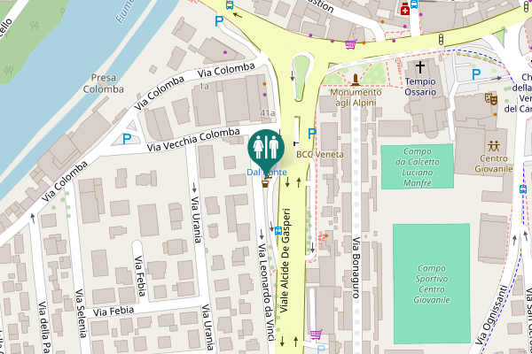 Map showing location of Parcheggio Autobus Toilet