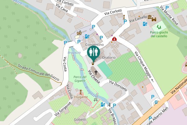 Map showing location of Via Chiesa Toilet