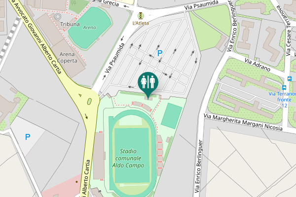 Map showing location of Via Psaumida Toilet