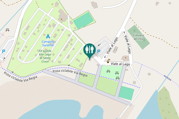 Map showing location of Viale al Lago Toilet