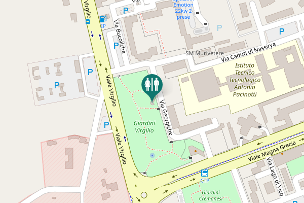 Map showing location of Via Georgiche Toilet
