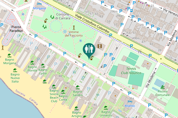 Map showing location of Viale Amerigo Vespucci 44 Toilet