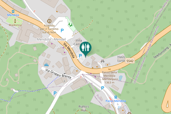 Map showing location of Via Mendola Toilet