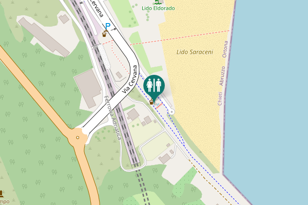 Map showing location of Ciclovia Adriatica Toilet