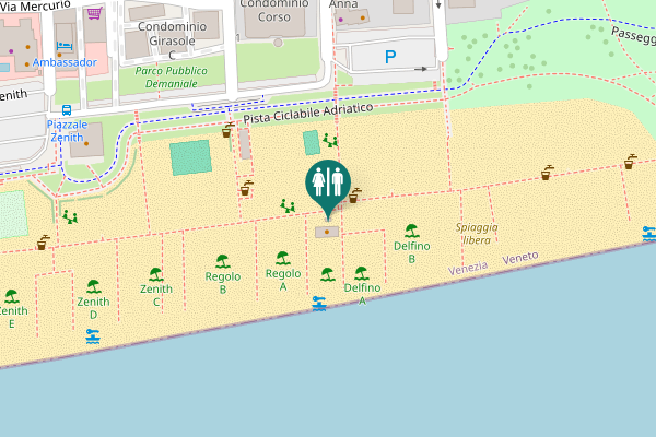 Map showing location of Passeggiata Adriatico Toilet