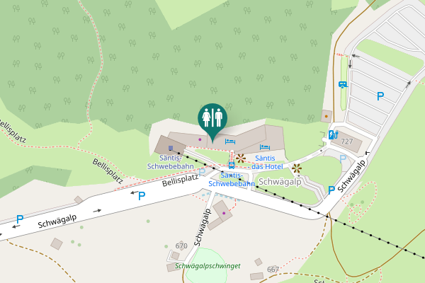 Map showing location of Schwägalp 1000 Toilet