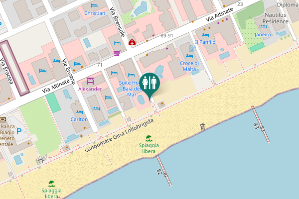 Map showing location of Via Altinate Quinto Accesso Al Mare Toilet
