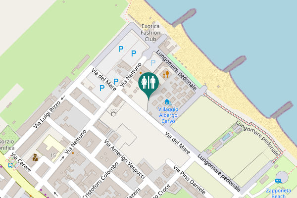 Map showing location of Via del Mare Toilet