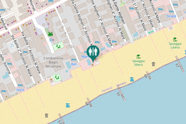 Map showing location of Lungomare Alberto Sordi Toilet
