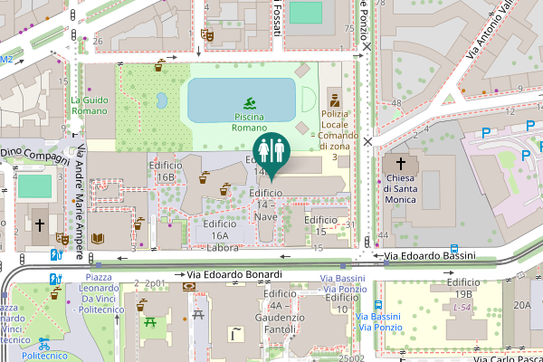 Map showing location of Milan Toilet