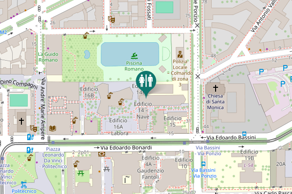 Map showing location of Milan Toilet