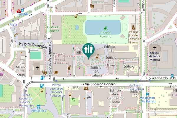Map showing location of Milan Toilet