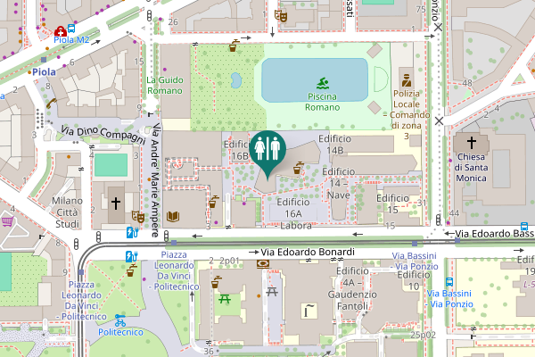 Map showing location of Milan Toilet