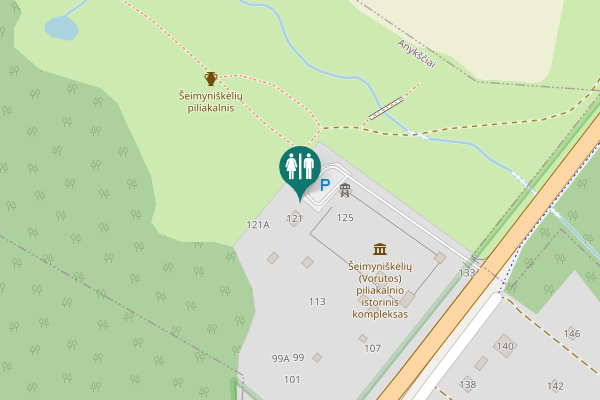 Map showing location of J. Biliūno g. 121 Toilet