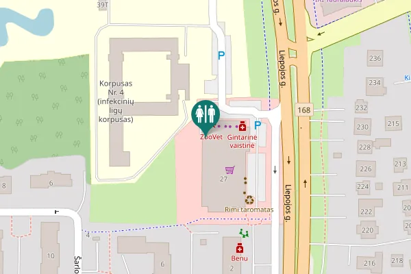 Map showing location of Liepojos g. 27 Toilet