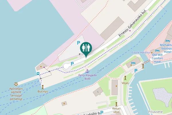 Map showing location of Danės g. Toilet