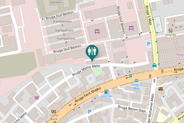 Map showing location of Rruga Isuf Beshiri Toilet
