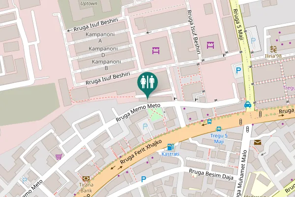 Map showing location of Rruga Isuf Beshiri Toilet