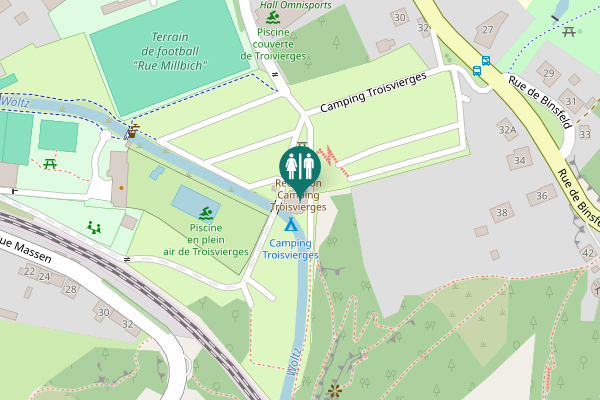 Map showing location of Camping Troisvierges Toilet