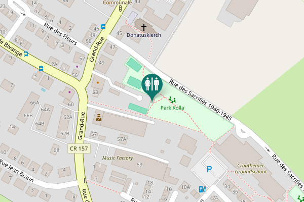 Map showing location of Rue des Sacrifiés 1940-1945 Toilet